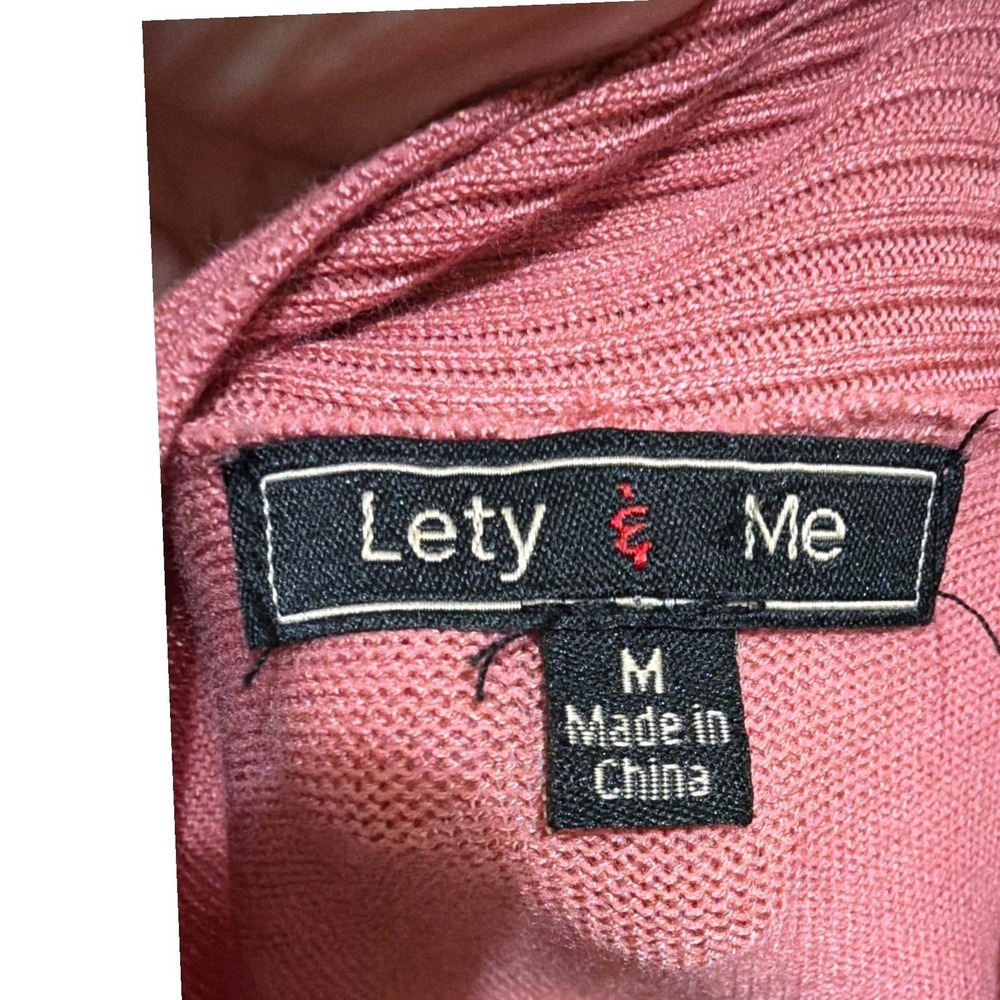 Lety & Me Dusty Rose Open Front Knit M Layering Cardigan Textured Hem Drape - Picture 2 of 5